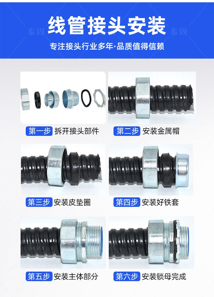 泰固供應 專業打造 φ12/20/25 包塑金屬軟管接頭，源頭工廠實力保障規格齊全